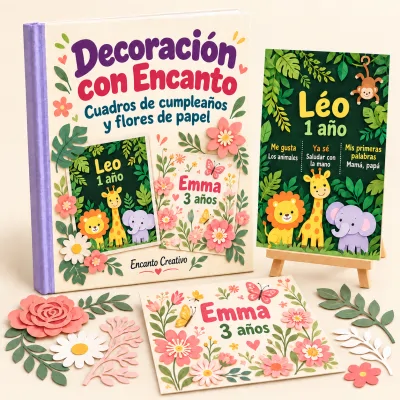 Decoración con Encanto - flores de papel y elementos decorativos