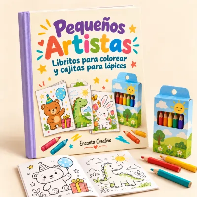 Pequeños Artistas - libritos para colorear y cajitas de crayones